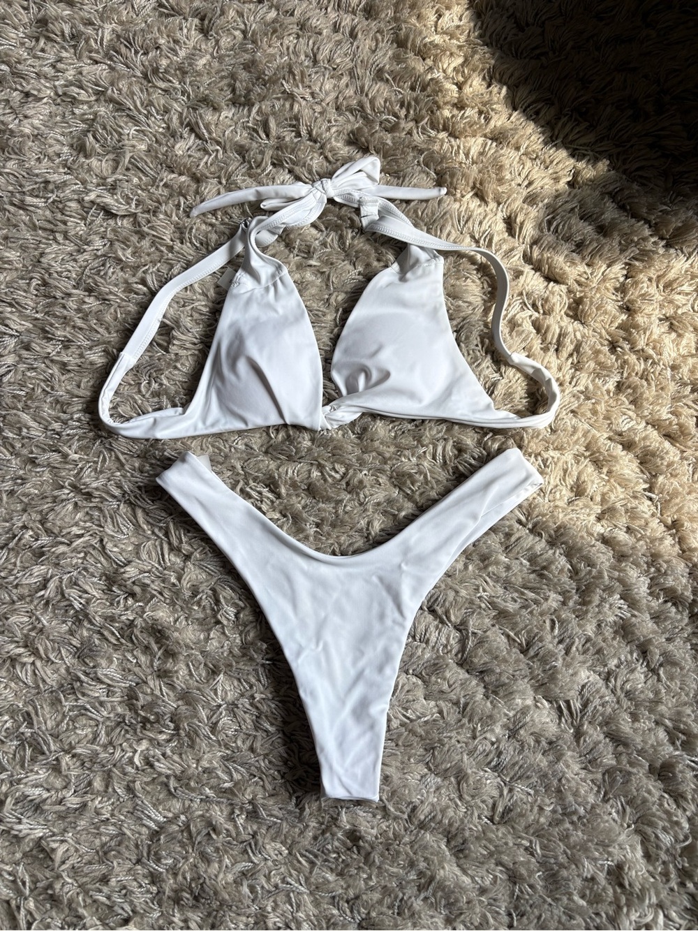 White Tie Not-Front Triangle Bikini Set - Small